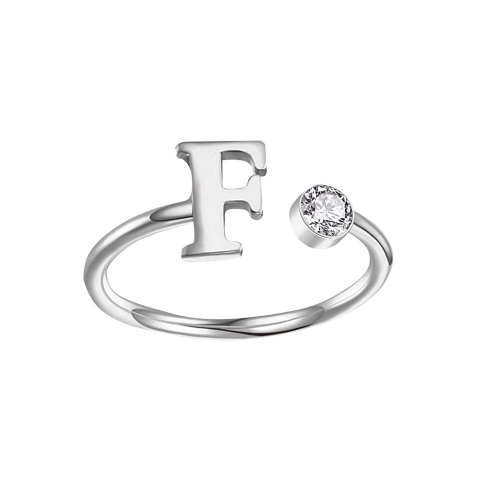 Silver Ring with Initial & Birthstone - Tesor