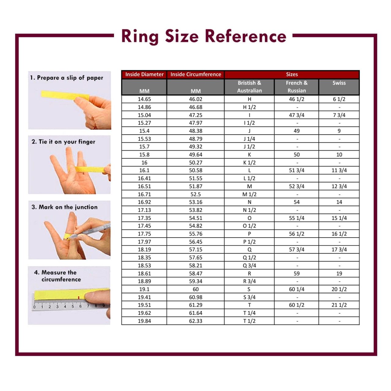 Ring Size Chart - Tesor