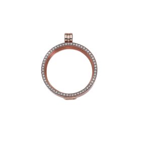 Virtue Silver Holder 32mm Rose Locket With Czs