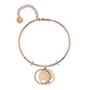 Virtue Silver Rose Gold Bangle Tree Of Life