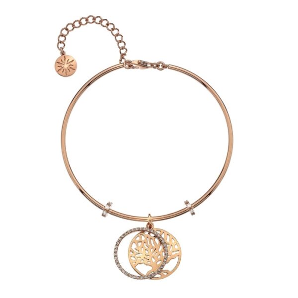 Virtue Silver Rose Gold Bangle Tree Of Life