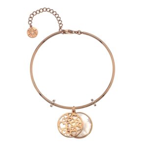 Virtue Silver Rose Gold Bangle Hearts Mop