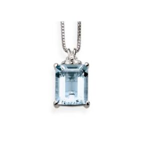 Aquamarine & Diamond Pendant in 18K Gold