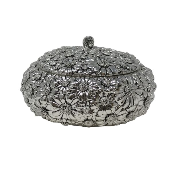 Silver multi-purpose container with Daisies