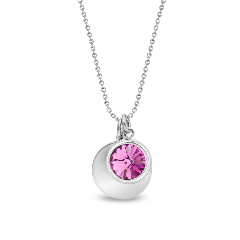 October Birthstone Necklace, Circle of Life Sterling Silver Necklace,  Pendant With Swarovski Pink Crystal, Birthday Gift for Women - Etsy