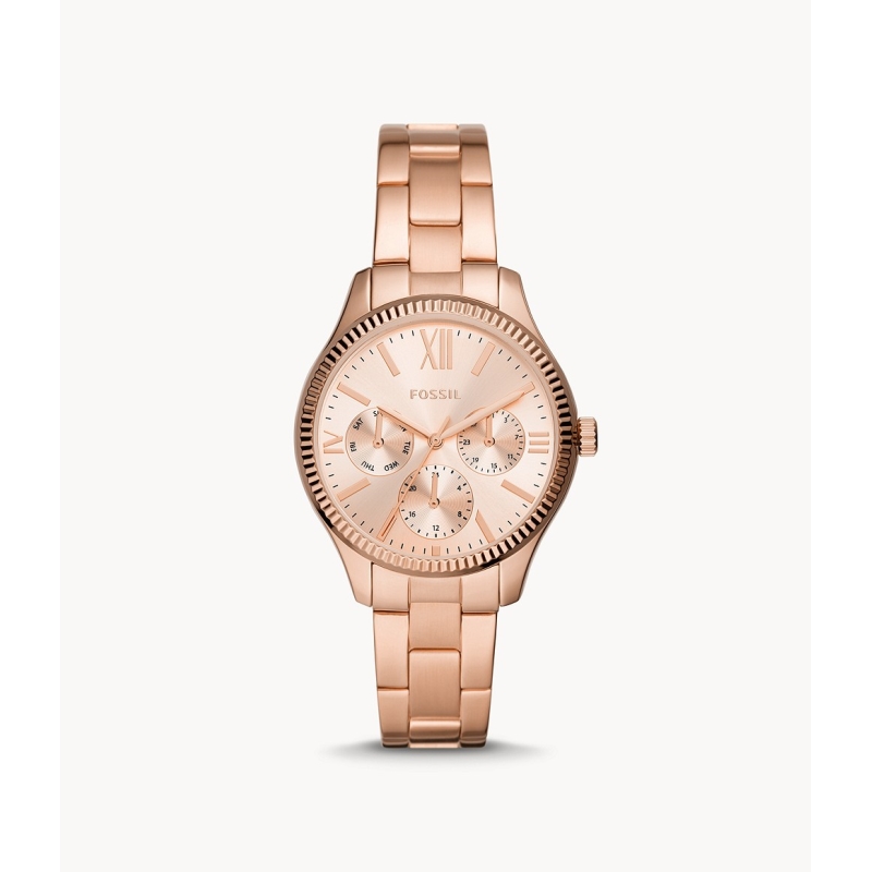 FOSSIL Rye Multifunction Rose Gold-Tone Stainless Steel Watch - Tesor