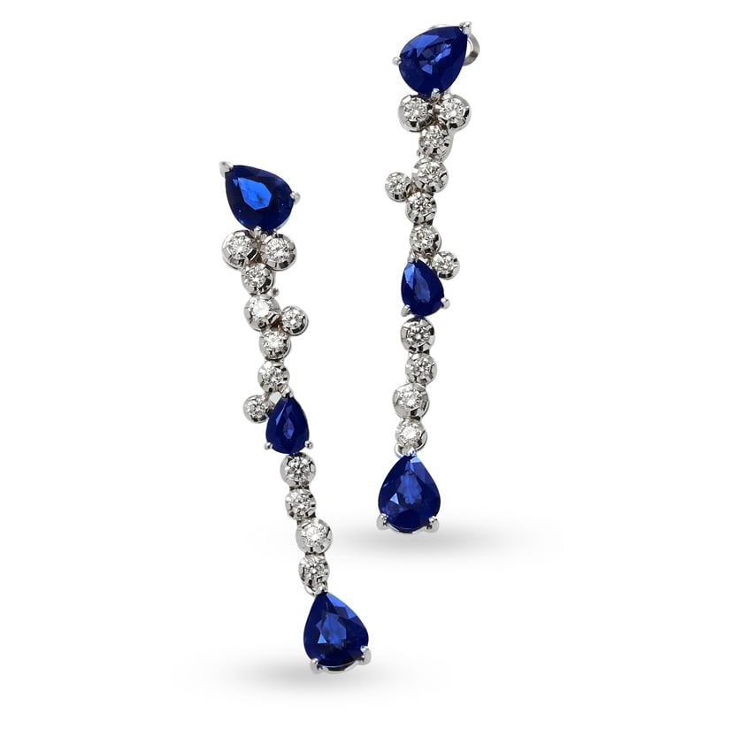 Diamond And Blue Sapphire Earrings Tesor   NS4564 O 