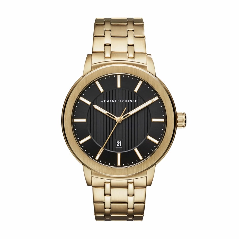 Armani exchange black discount and gold watch