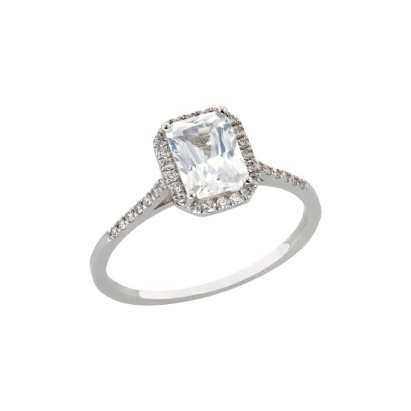 Diamonds and White Sapphire Ring