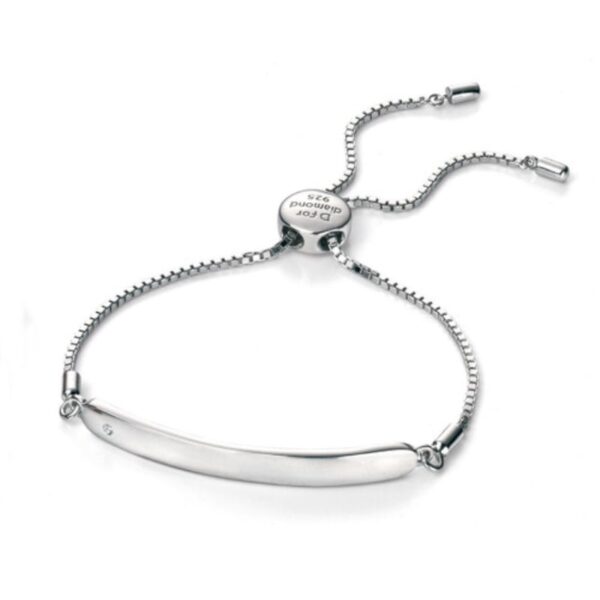 D FOR DIAMOND - Silver ID Chain Bracelet with Diamond