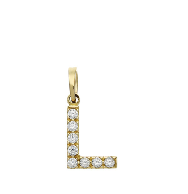 18KT Pendant Letter L w/ Zirconz