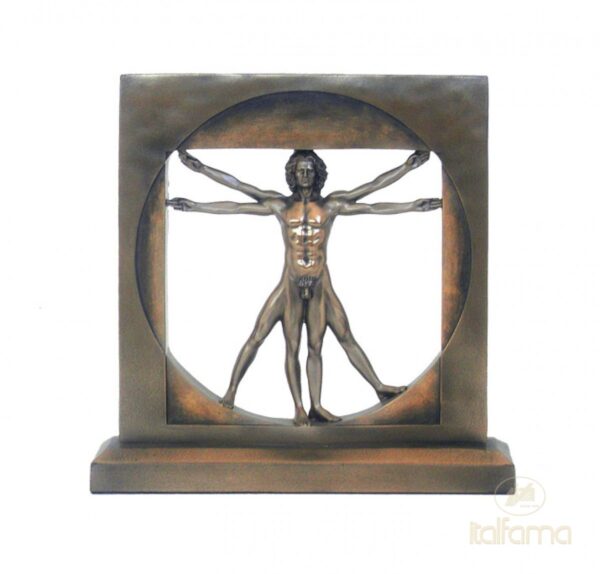 Bronzed Resin Statue Vitruvian Man by Leonardo Da Vinci