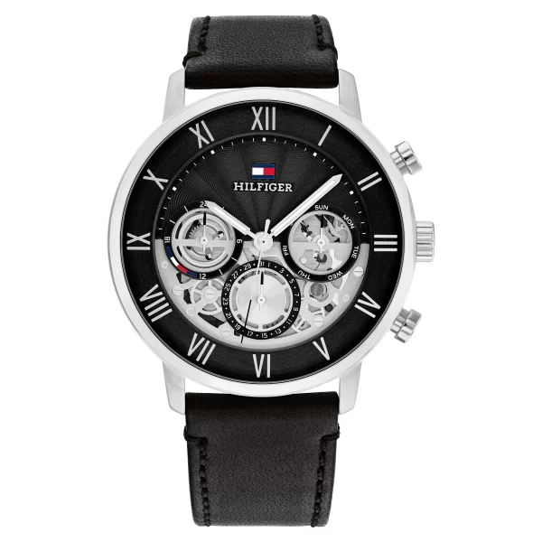 Tommy Hilfiger Leather Black Dial Gents Watch