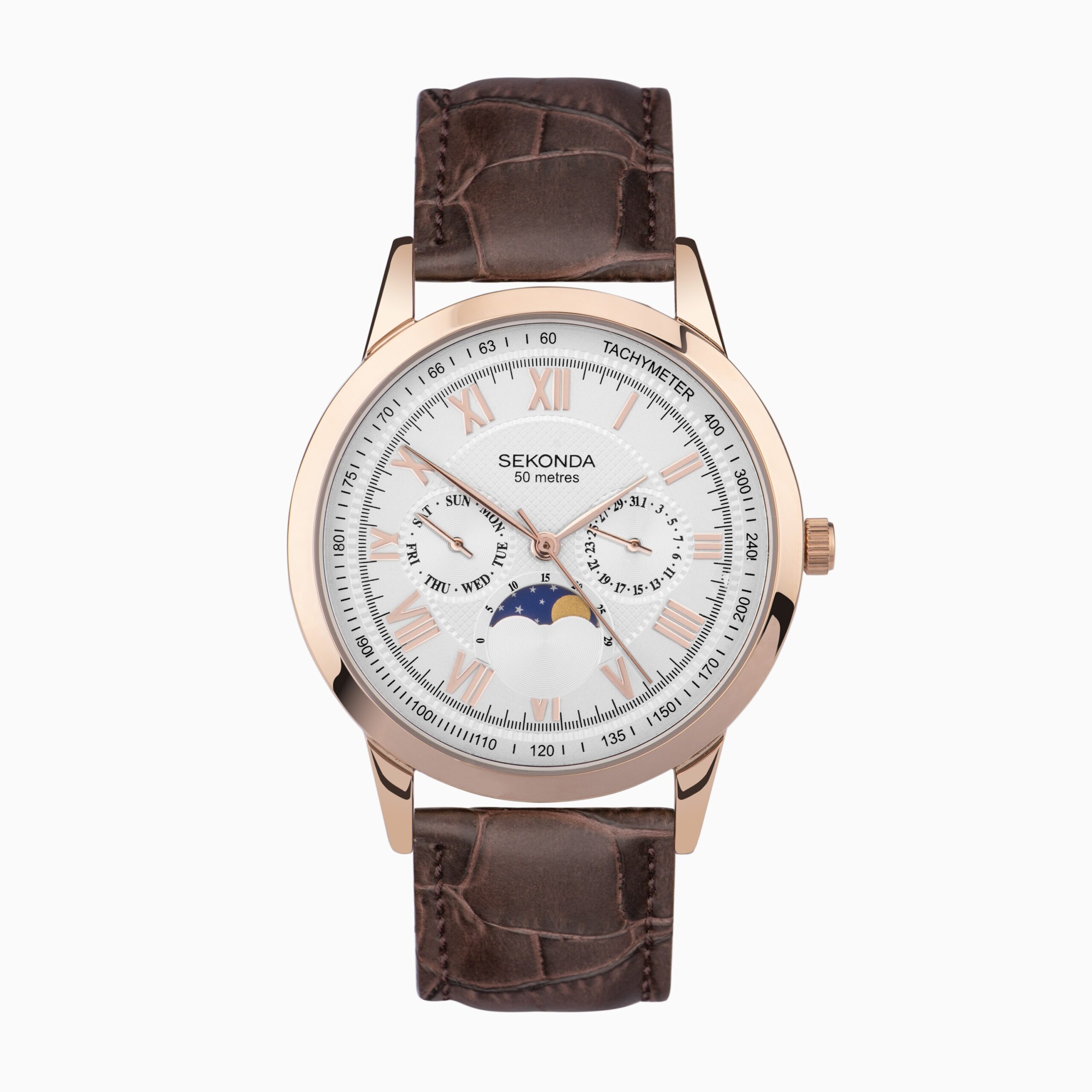 Sekonda Hanne Orologio Donna Quarzo 35mm - Cassa Oro Rosa E Cinturino PU Marrone