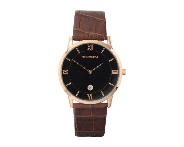 SEKONDA Brown Leather Mens Watch