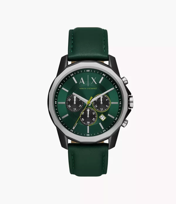 Armani Exchange Chronograph Green Leather MEN's Watch