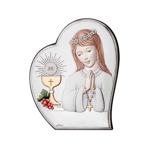 Silver Icon Holy Communion Girl Color 12x14.5