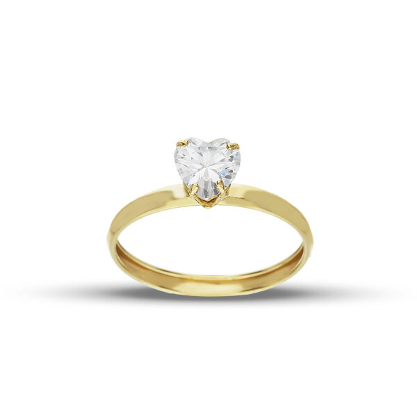 18Kt Gold Heart Solitaire Ring