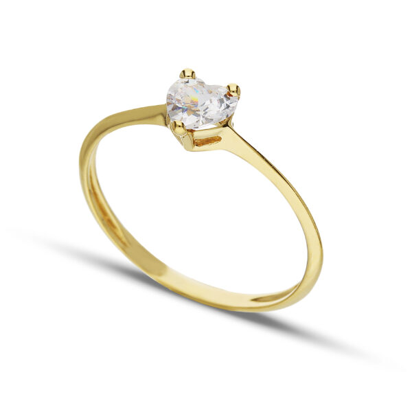 18Kt Gold Heart Solitaire Ring