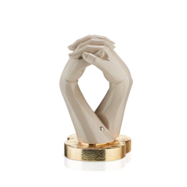 Two Holding Hands Grey Gold Base - 23 cm