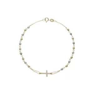 18Kt Gold Cross Bracelet