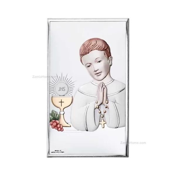 Silver Icon Holy Communion 9x15cm
