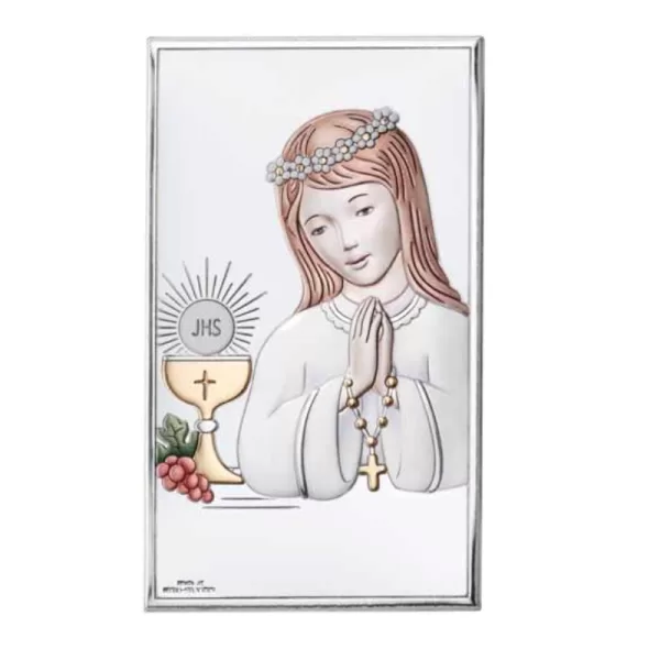 Silver Icon Holy Communion 9x15cm
