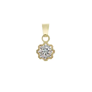 18Kt Gold Starburst Pendant with Clear Stone