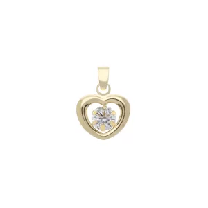 18Kt Gold Heart Pendant with Clear Stone