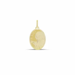 18Kt Gold Sacred Medal with Saint Rita Oval Shape Pendant