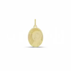 18Kt Gold Sacred Medal with Saint Francis Oval Shape Pendant