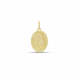 18Kt Gold Sacred Medal with Saint Joseph Oval Shape Pendant