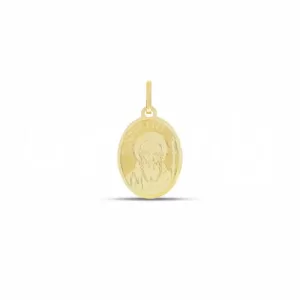 18Kt Gold Sacred Medal with Saint Benedict Oval Shape Pendant