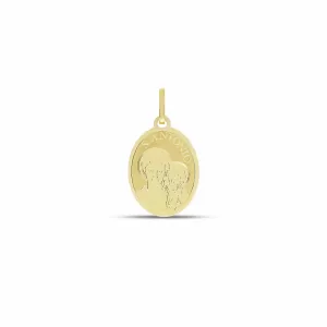 18Kt Gold Sacred Medal with Saint Anthony Oval Shape Pendant
