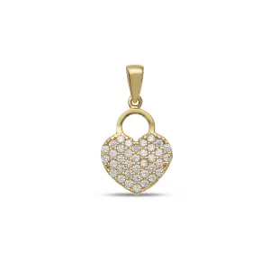 18Kt Gold Heart Padlock Pendant