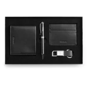 Set with Pen, Keychain, Wallet and Card Holder in Genuine Leather