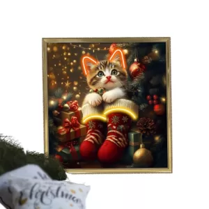 Led Wall Frame with Cats 60x60cm