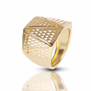 9Kt Gold Curved Diamond-Cut Perforated Ring