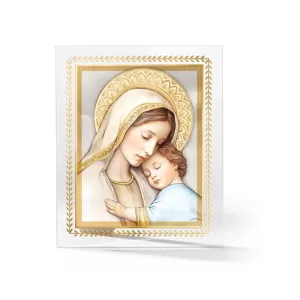 Glass Panel Madonna and Child with Gold Leaf