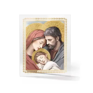 Glass Panel Holy Family with Gold Leaf
