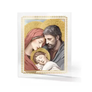 Glass Panel Holy Family with Gold Leaf