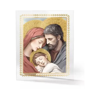 Glass Panel Holy Family with Gold Leaf