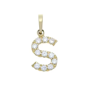 18Kt Gold Letter S with Crystals