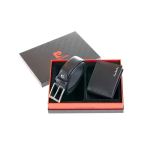 PIERRE CARDIN Black Belt & Wallet Bundle