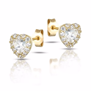 9Kt Gold Women's stud earrings heart-shaped