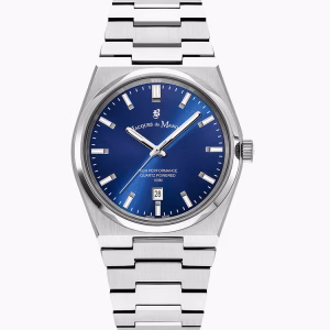 Jacques Du Manoir Horizon Gents 41mm Three-hands Date Silver-tone Blue dial Stainless Steel Swiss Watch