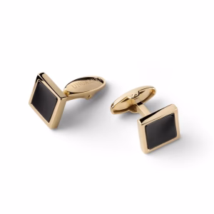 UNOAERRE Golden silver square Cufflinks with black onyx