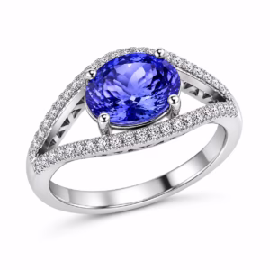 Tanzanite & Diamonds Ring in 18K Gold