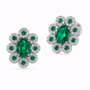 Emeralds & Diamonds Earrings in 18K Gold