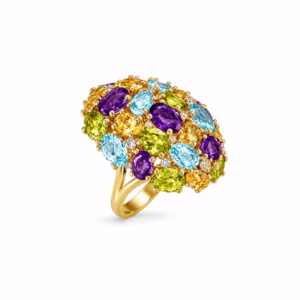 Semi-Precious Stones & Diamonds Ring in 18K Gold